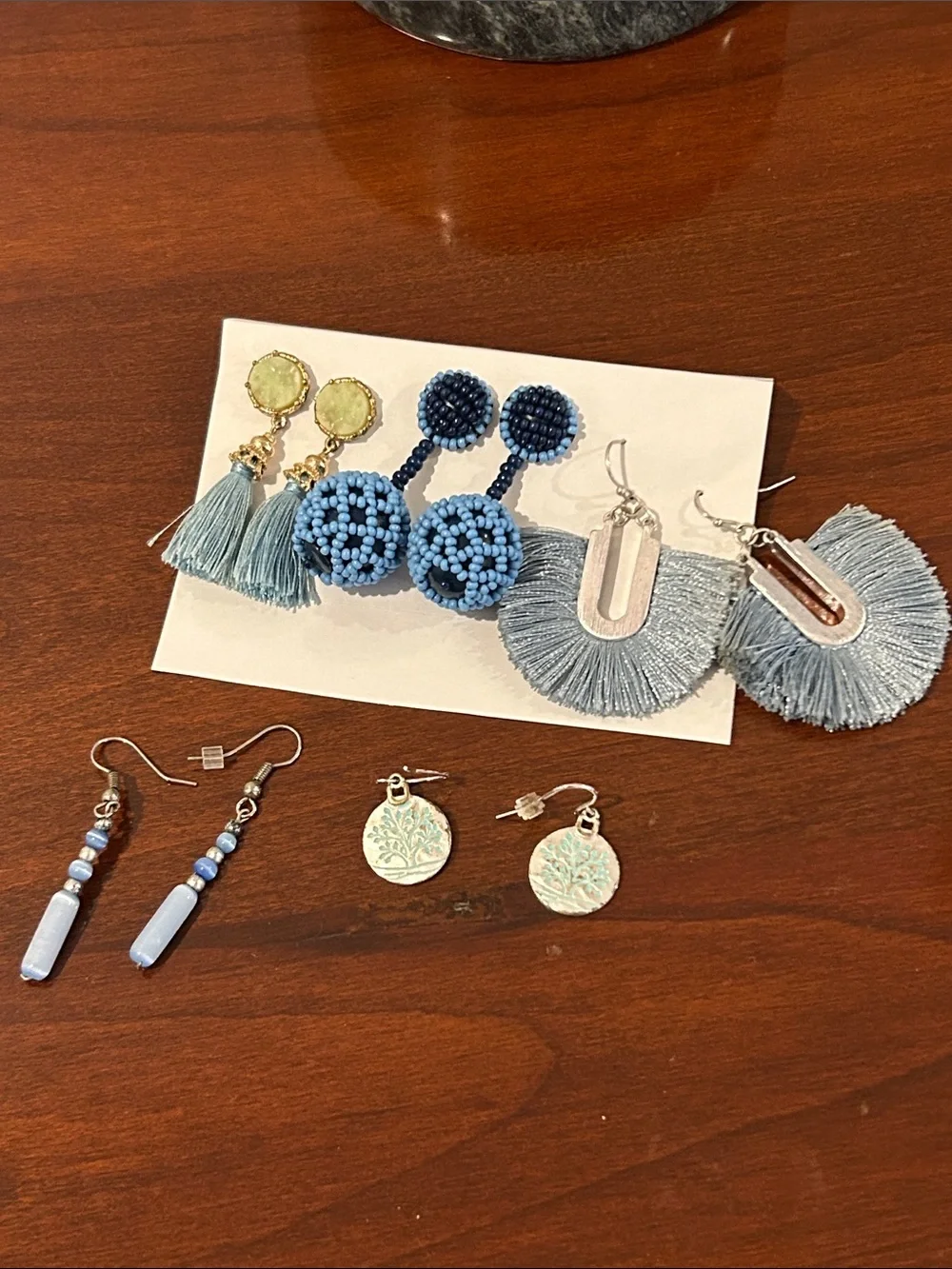 Various earrings blue theme